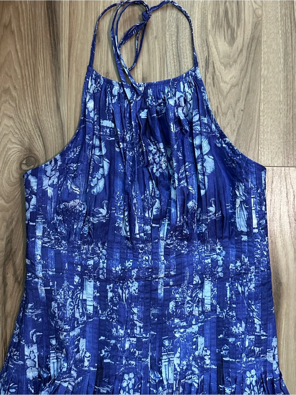 J.Crew Women’s Maxi Dress Open Back Halter Cotton Poplin Blue White Medium M NEW